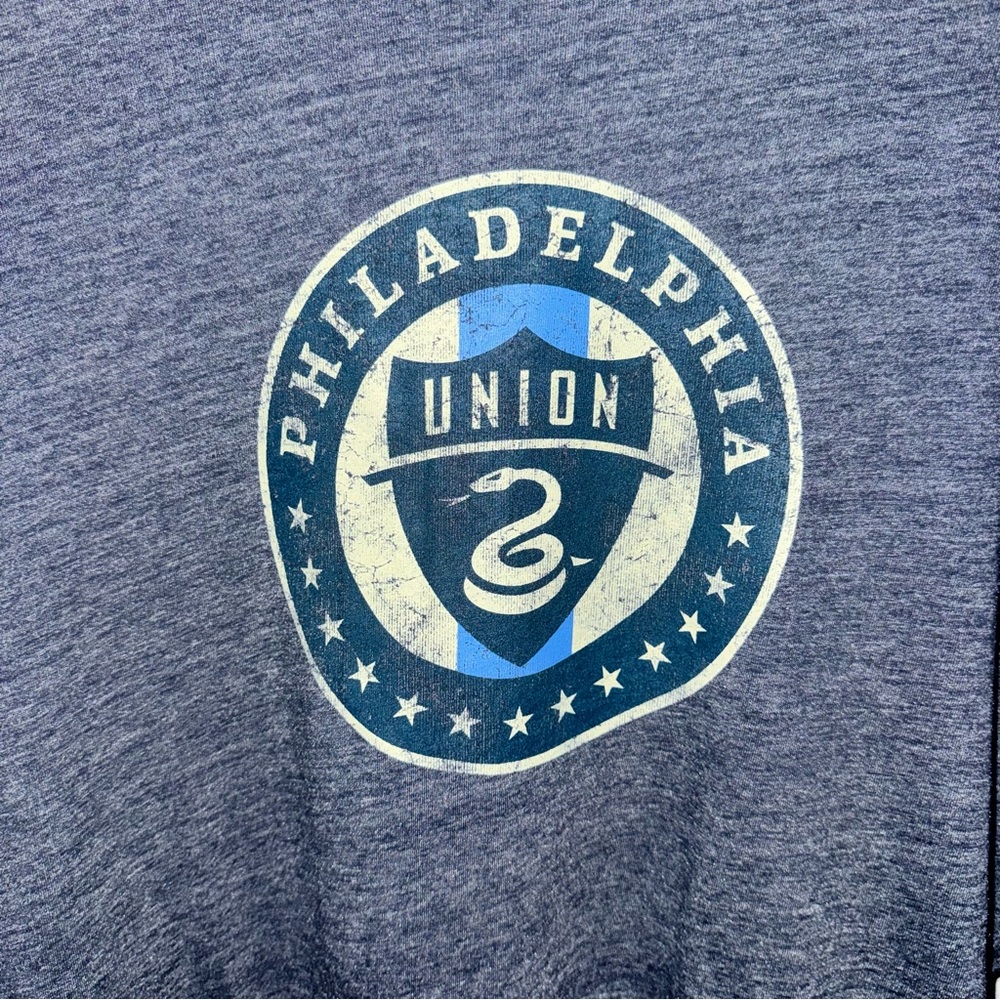 Philadelphia Union MLS Mens T-Shirt XL NWT Blue Heather Short Sleeve Crew Neck